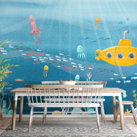 Watercolor Underwater Sea Life peel and stick wallpaper