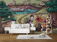 Jungle Animals Kids Room Wallpaper - Giffywalls