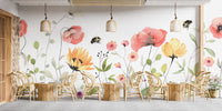 Watercolor Wildflower wallpaper mural