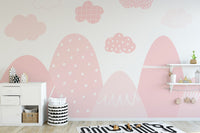 Soft pink mountain wall decor for kids' rooms or nurseries.