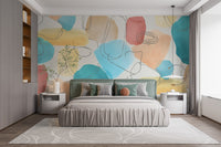 Hand-painted abstract shapes in watercolor wallpaper