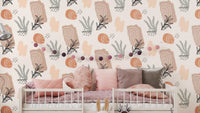 Trendy earthy watercolor wallpaper with abstract shapes.