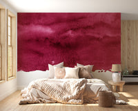 Deep Maroon Abstract Watercolor Wallpaper Mural