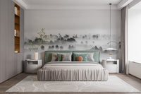 Black and white Clouds over Forest Wallpaper Mural - Giffywalls