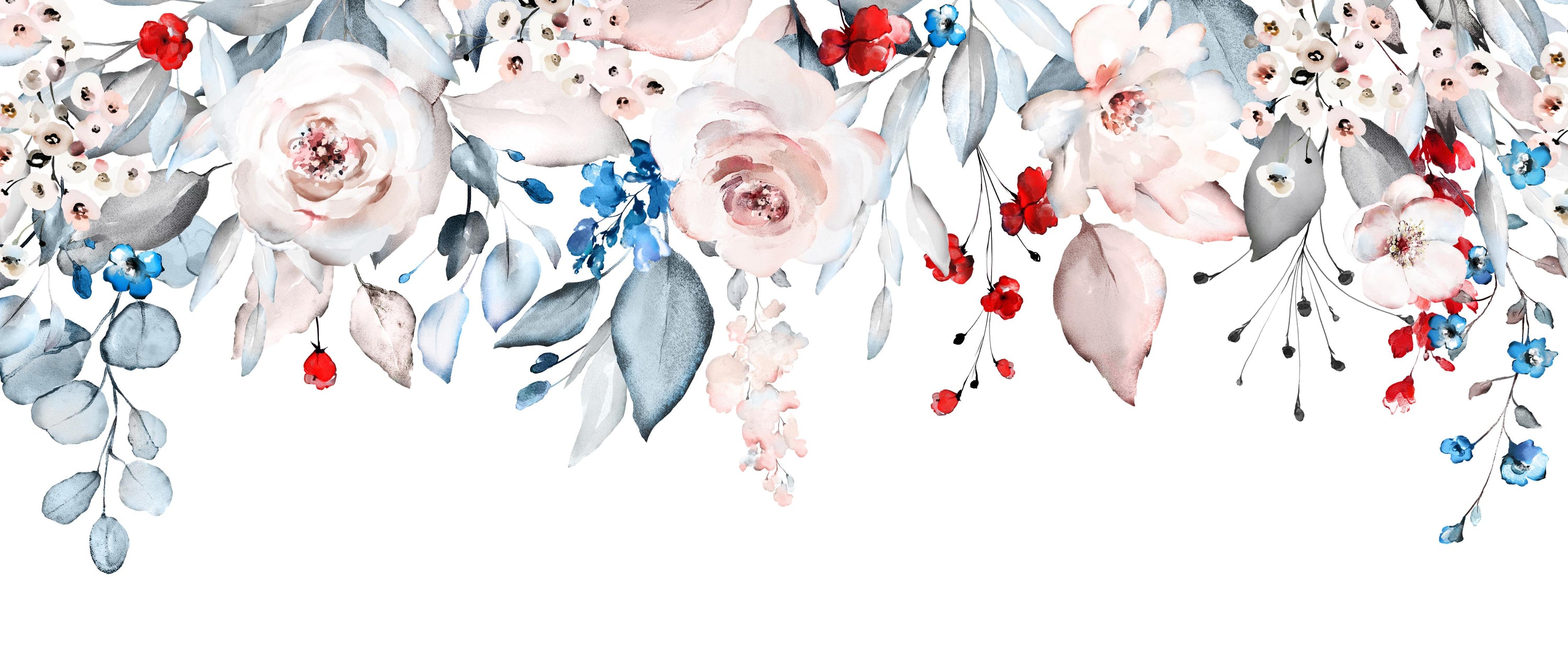 Watercolor Flower Pink Colour Wallpaper Wall Murals in your room — zoomed