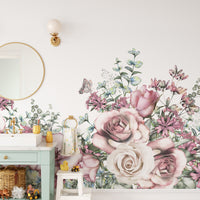 Vintage Watercolor Floral Pattern Wallpaper Mural - Giffywalls