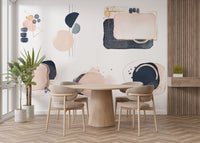 Abstract pink and navy shapes mural