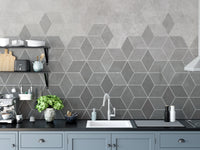 Hexagon Cement Wall Tiles Wallpaper Mural - Giffywalls