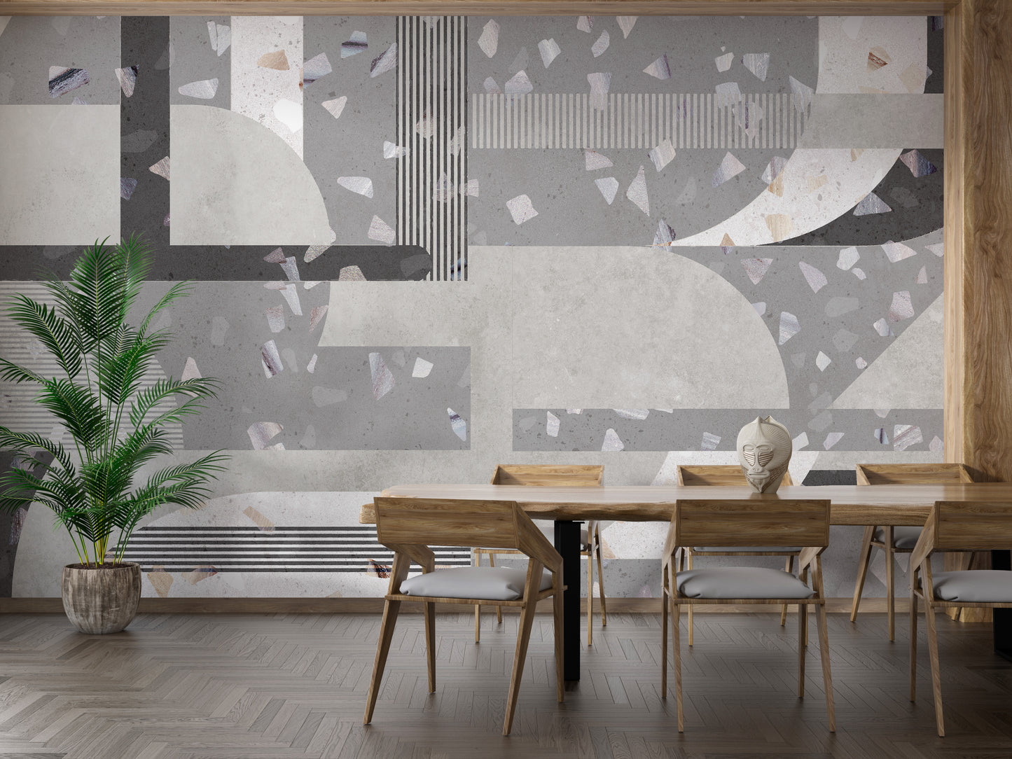 Gray terrazzo wallpaper mural, contemporary flair