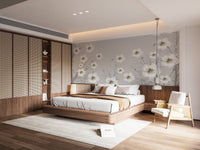 Gray 3D Flowers Wallpaper Murals - Giffywalls