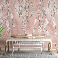 Nature-inspired floral pink wall design