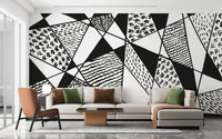 Black and white stroke line Wallpaper Mural - Giffywalls