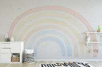 Artistic watercolor rainbow wall covering
