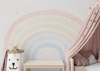 Pastel rainbow mural adds colorful charm