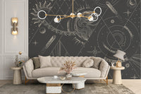 Geometric-style wallpaper mural design