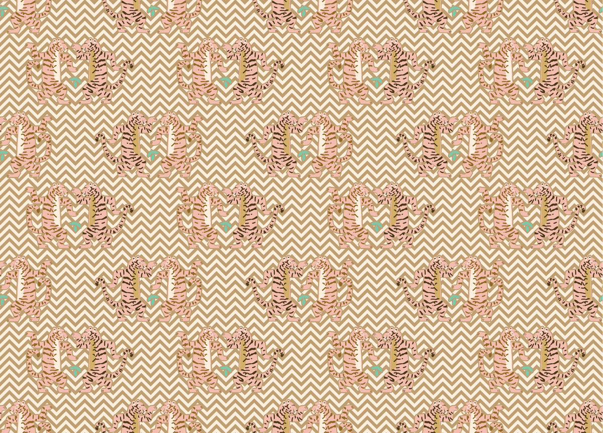 Light Sand Dancing Tiger Zigzag Wallpaper in your room