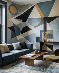 Living room headboard area finished with the cubist Avant Construct wall mural