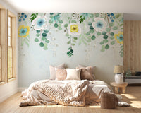 Hanging flower wallpaper mural