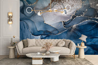 blue alcohol ink colors wallpaper mural