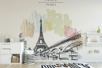 Eiffel Tower drawing wallpaper for walls - Giffywalls