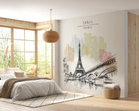 Artistic Eiffel Tower drawing wallpaper mural