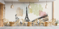 Paris Eiffel Tower mural wall design