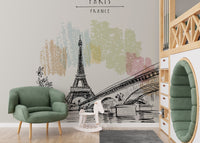 Eiffel Tower drawing wallpaper for walls - Giffywalls