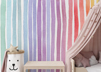 Modern watercolor rainbow stripe wall decor