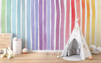 Creative rainbow striped wallpaper in watercolor