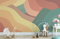 Multicolor Wavy Retro Wallpaper Wall Murals - Giffywalls