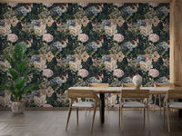 Modern Dark Flower Wallpaper Design