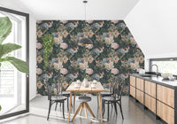Vintage-Inspired Dark Floral Wallpaper