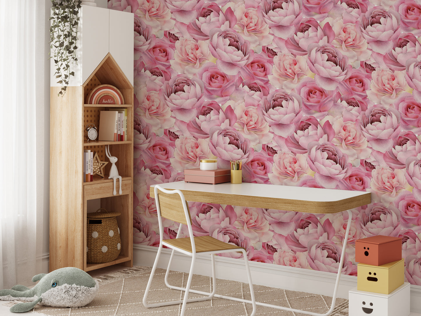 Dreamy Watercolor Floral Accent Wall
