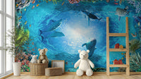 Serene underwater dolphin wallpaper art