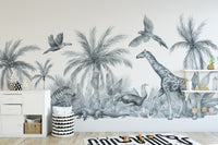 Watercolor Wild Animals Kids Room Wallpaper Wall Murals - Giffywalls