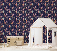 Festive wallpaper featuring dancing dolls
