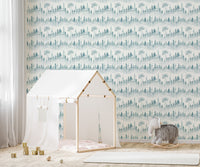 Winter forest wallpaper in soft tones