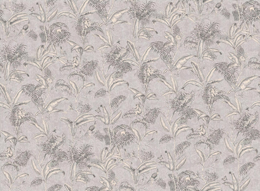 Darwin Gray Tropical Foliage Wallpaper