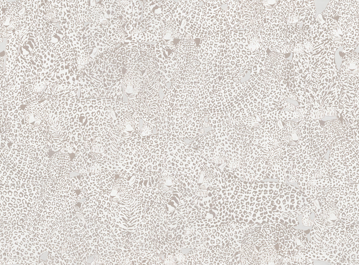 Beige Animal Print Wallpaper Mural in your room — zoomed