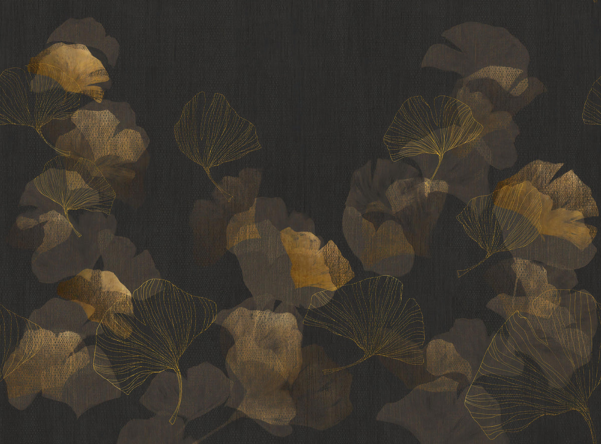 Black Textured Ginkgo Wallpaper in your room