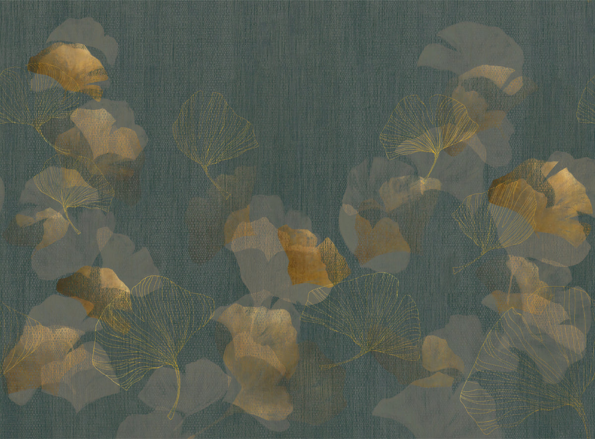 Green Textured Ginkgo Wallpaper in your room