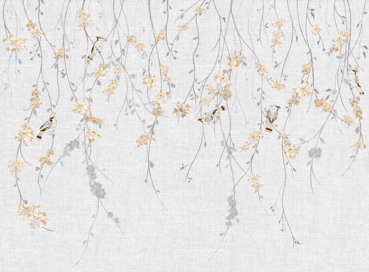 Hanging Floral Branches Wallpaper in your room — zoomed