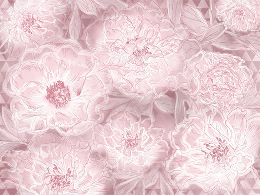 Pastel Lavender Peony Floral Wallpaper