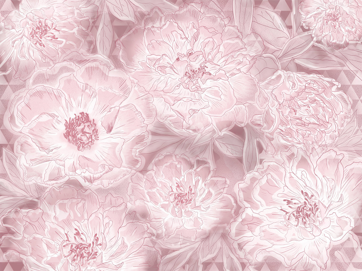 Pastel Lavender Peony Floral Wallpaper in your room