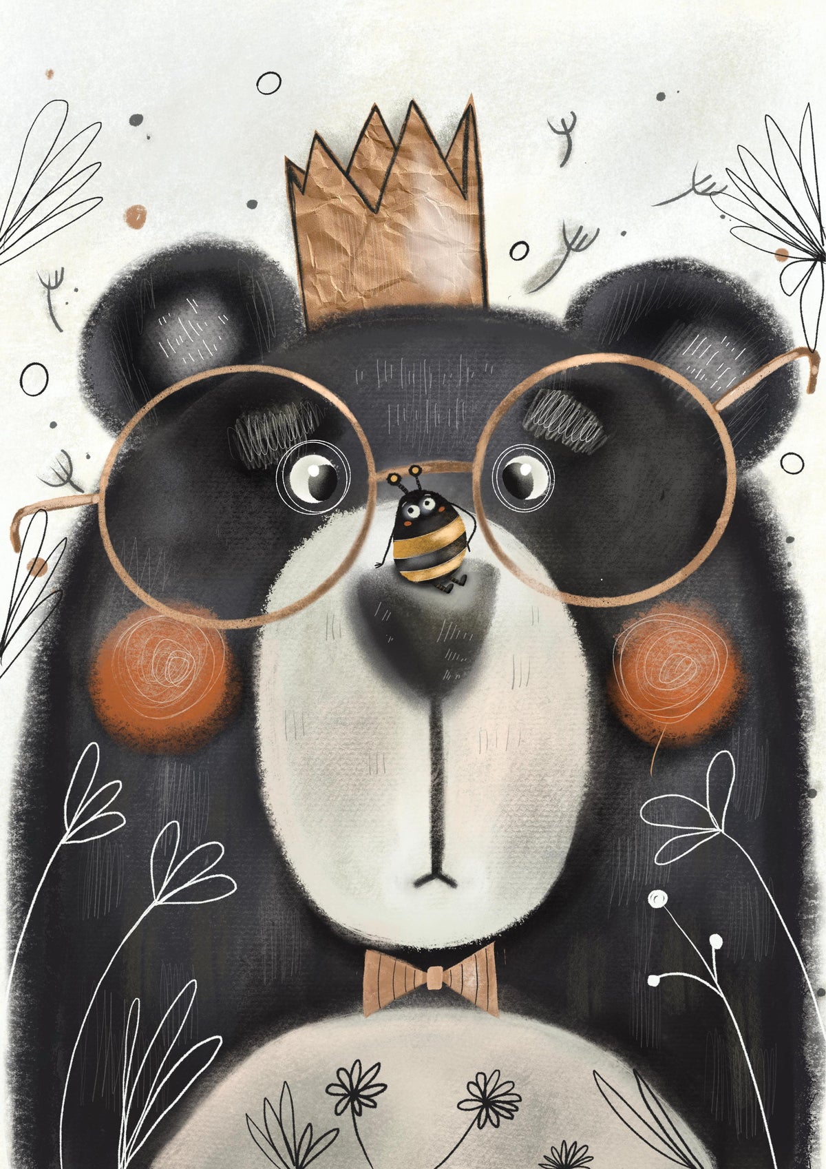Creative Bear Face Wallpaper Mural in your room