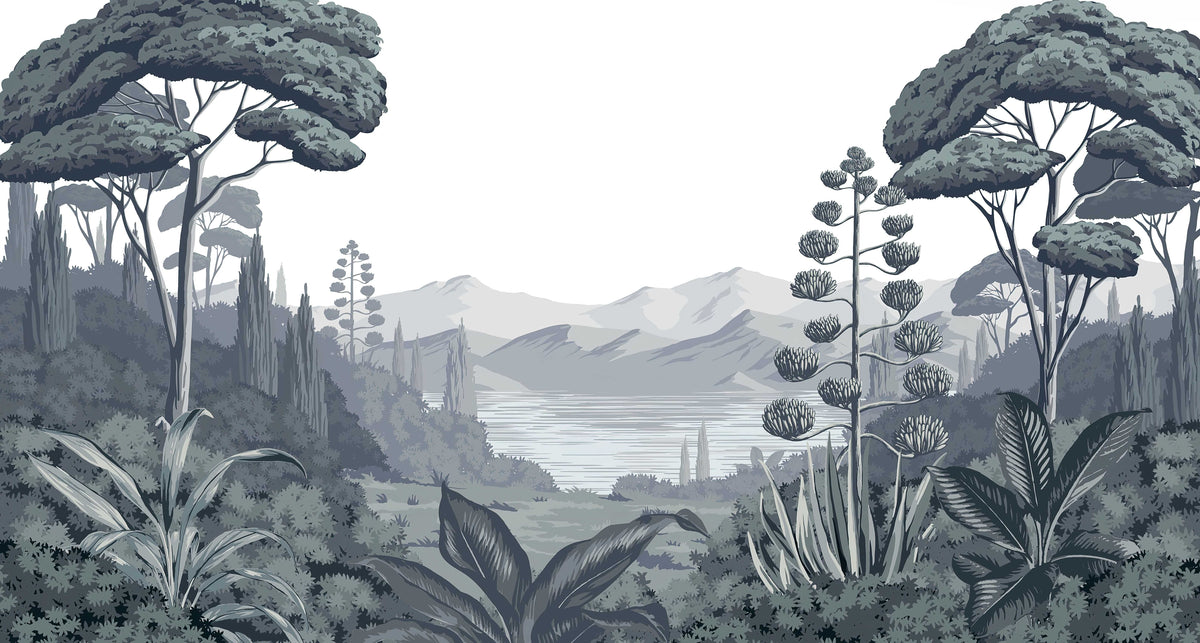 Scenic Botanical Landscape Wall Mural in your room — zoomed