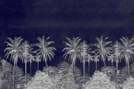 Monochrome Tropical Palm Tree Mural