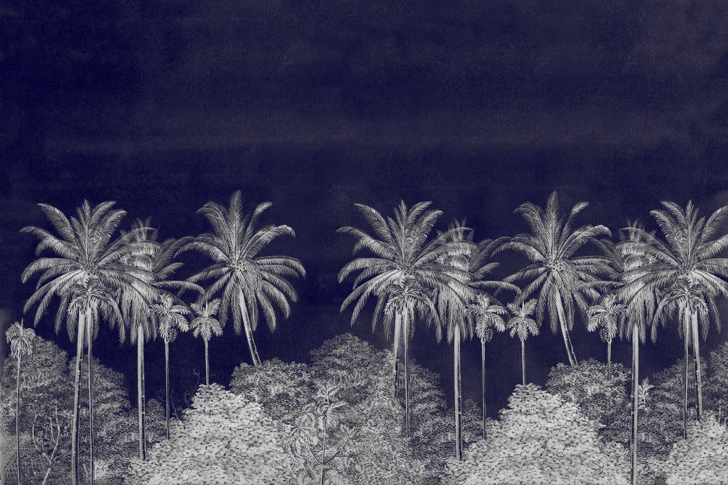 Monochrome Tropical Palm Tree Mural