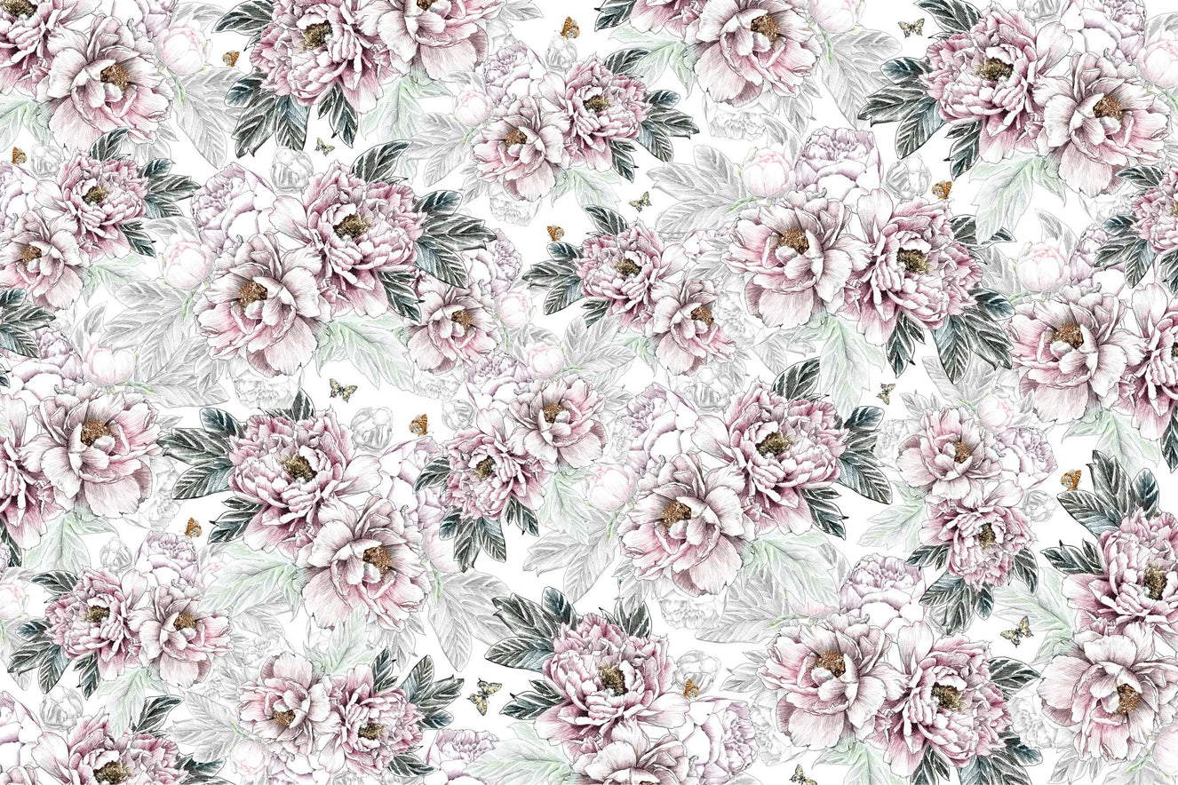 Vintage Peony Floral Wallpaper Mural