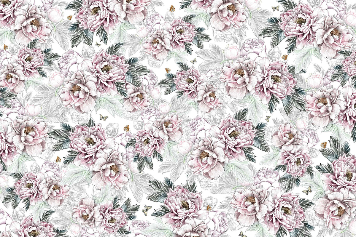 Vintage Peony Floral Wallpaper Mural in your room